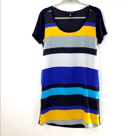 Aqua Dresses Aqua Striped Shirt Dress Black Blue Yellow Nwt Poshmark